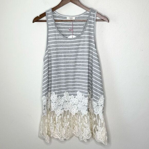 Umgee Sleeveless Stripes Lace Tunic - Women’s US L - Picture 1 of 12